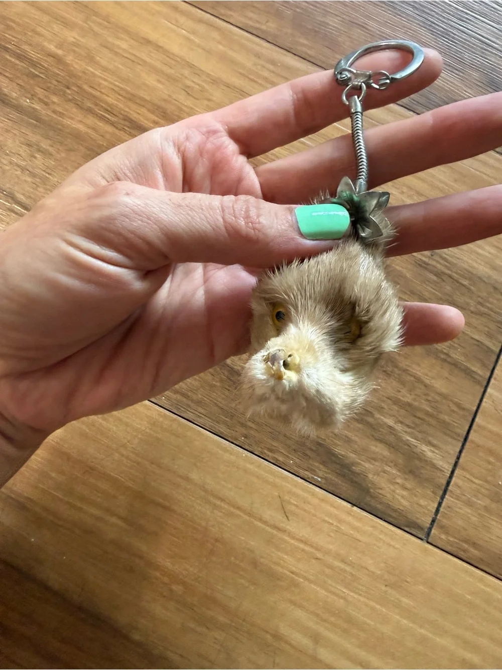 Vintage Style Real Fur Animal Head Keychain Small Fur Charm